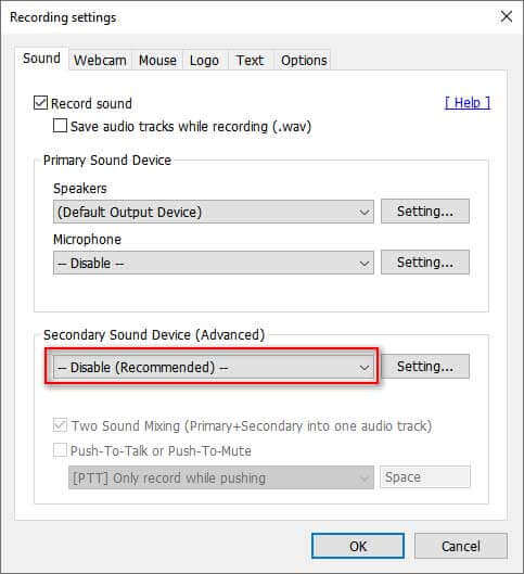 Disable Secondary Sound Device