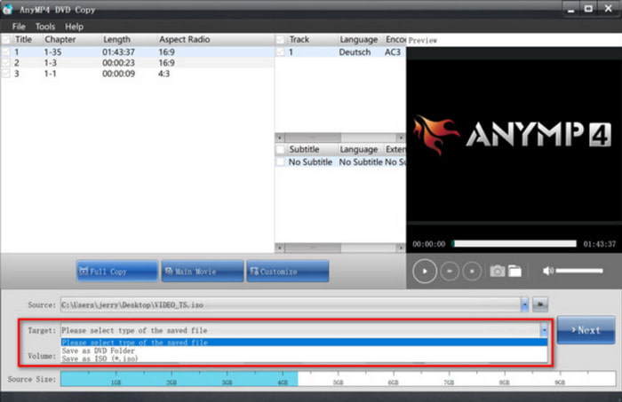 AnyMP4 Target Save as DVD Folder