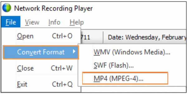 Convert ARF to MP4 with Network Recording Player
