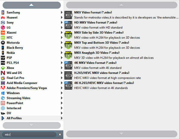 MKV output format