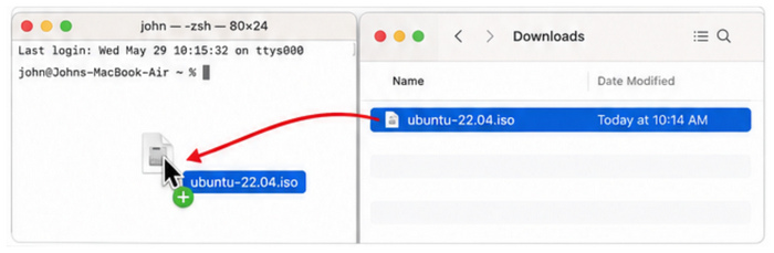 macOS 终端拖放 ISO