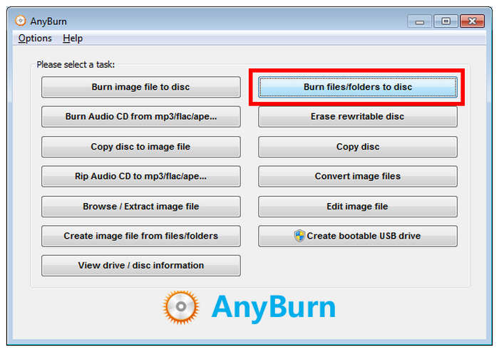 Anyburn 将文件和文件夹刻录到光盘