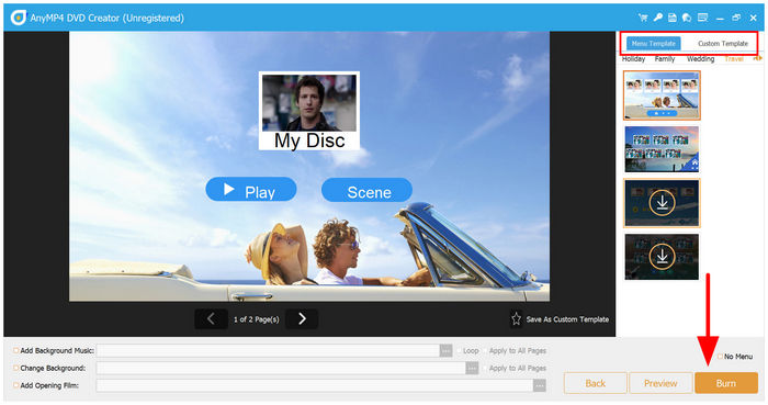 Шаблон меню Bluraymaster DVD Creator