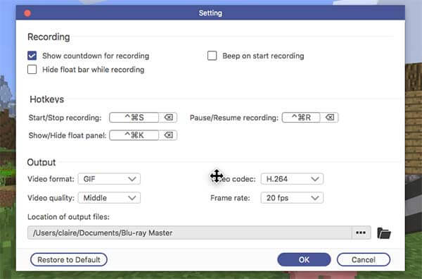 Adjust Recording Settings