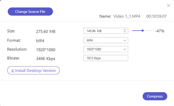 Ajustar la configuración de compresión