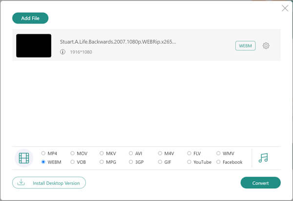 Конвертировать AVI в WebM онлайн бесплатно