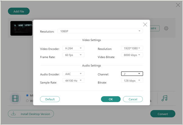 Configuración personalizada de audio y vídeo