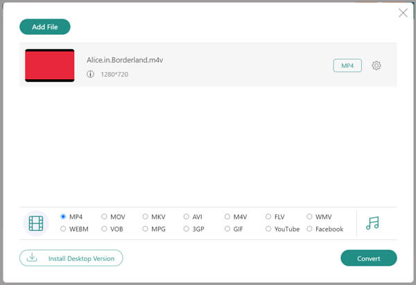 Conversión gratuita de M4V a MP4 en línea