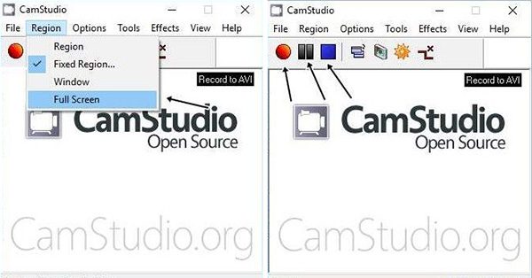 Option d'enregistrement Camstudio