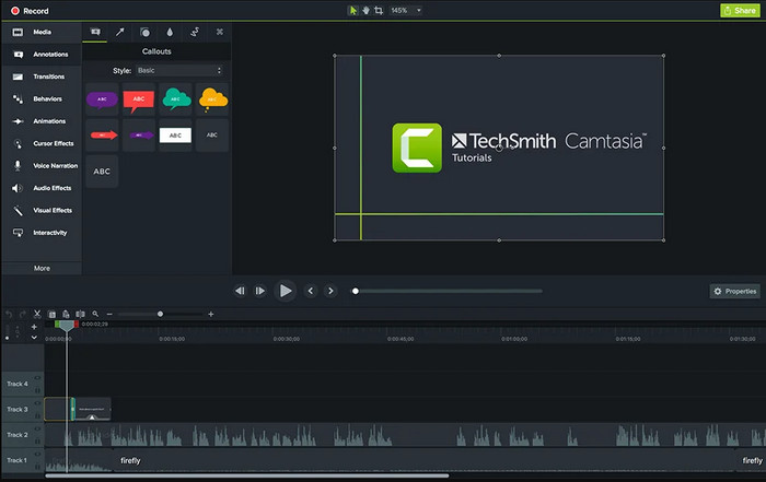 Camstasia 錄音機配備影片編輯器