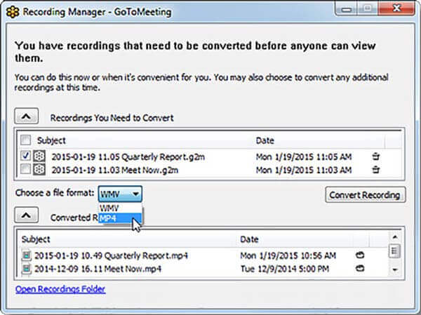 Διευθυντής εγγραφής Gotomeeting