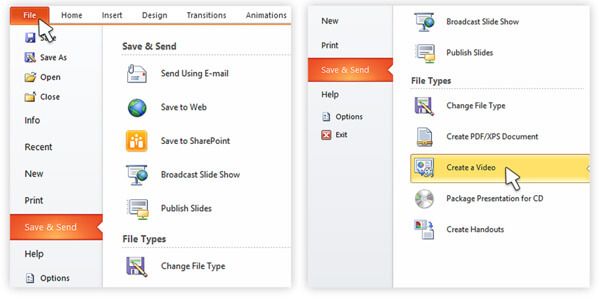 Konverter PPT til video i PowerPoint 2010