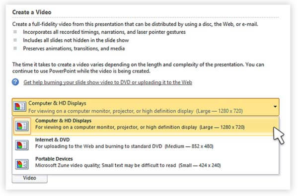 Vytvořte video v aplikaci PowerPoint 2010