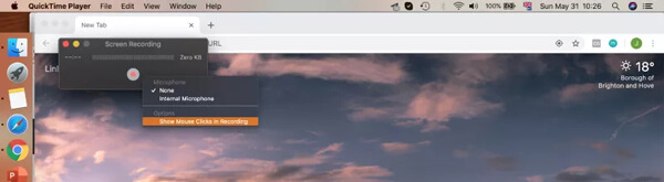 Запись экрана на Mac с помощью Quicktime