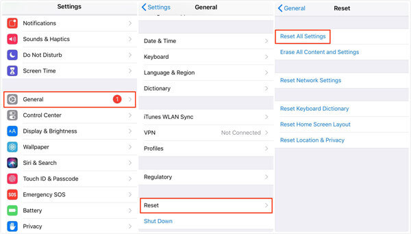 Réinitialiser tous les paramètres sur l'iPhone