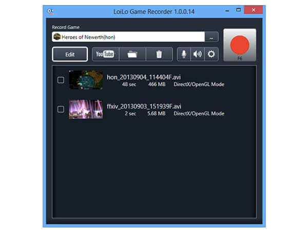 Loilo Game Recorder-interface