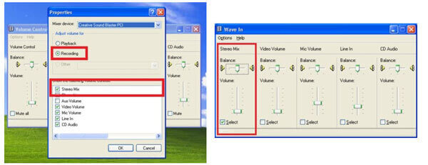 V systému Windows vyberte možnost Stereo Mix