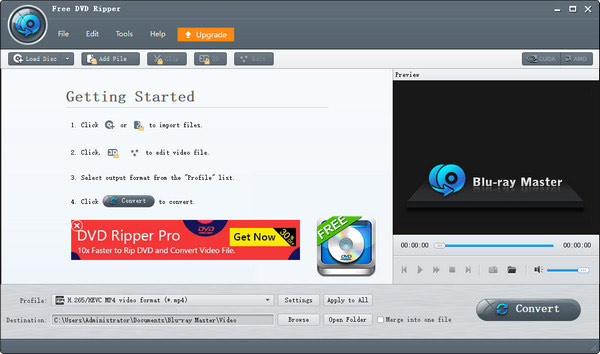 Interface gratuita do Bluraymaster DVD Ripper