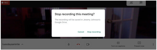 Stoppen Sie die Aufnahme in Google Meet