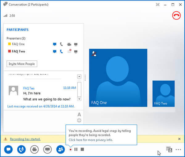 Приглашение к записи собрания Lync