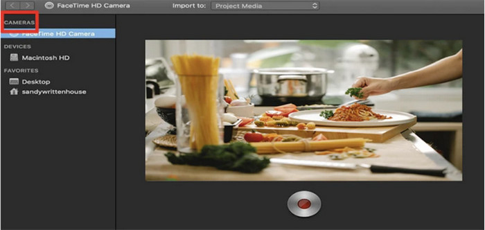 Grabación de pantalla de imagen de cámara iMovie