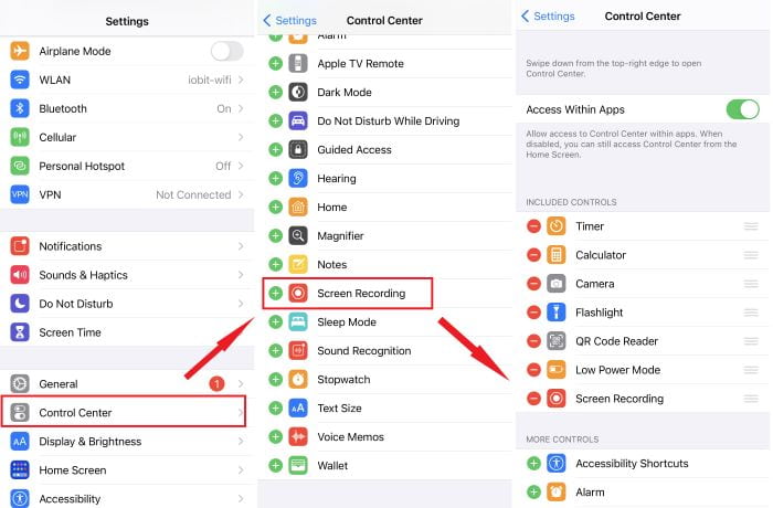 Instellingen Controlecentrum Voeg schermrecorder toe iPhone