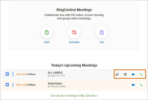 Únase a la reunión ringcentral programada