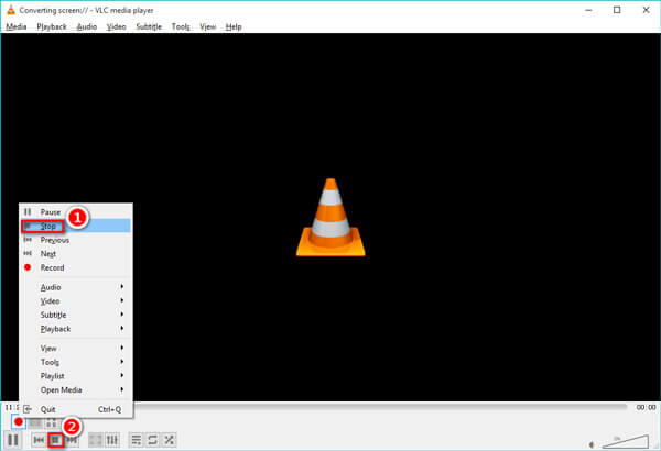 Interrompi la registrazione dello schermo vlc