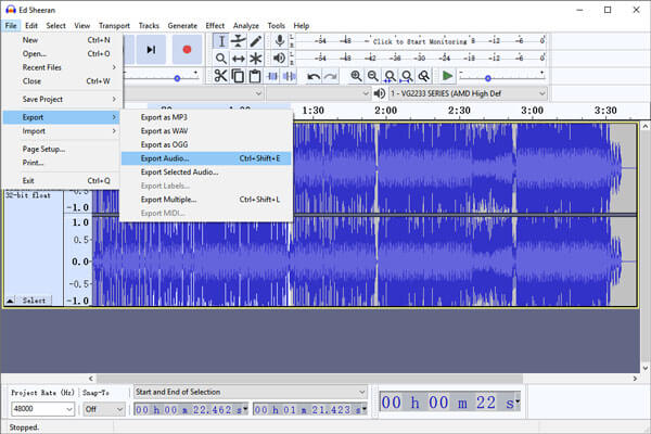 Export Voice Over Recording