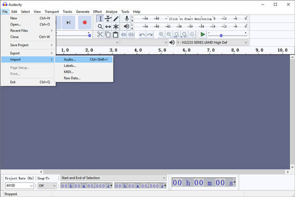 Audio Audacity importieren