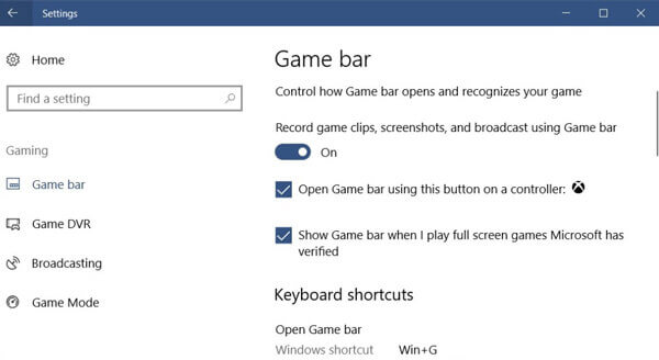 Turn on Xbox bar