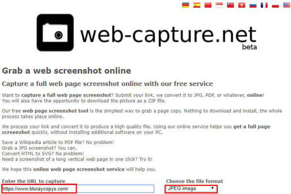 Capture d'écran du site Web pleine longueur