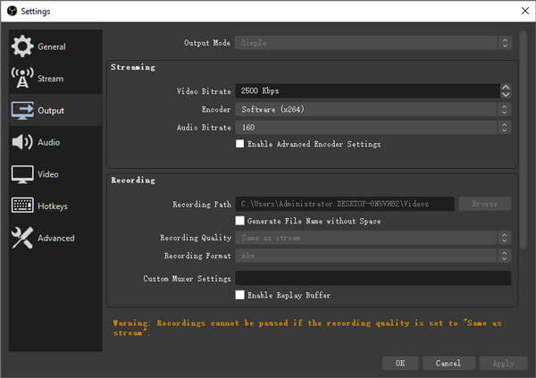 Change Recording Path