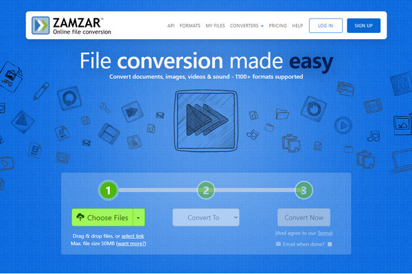 Interface ZamZar en ligne