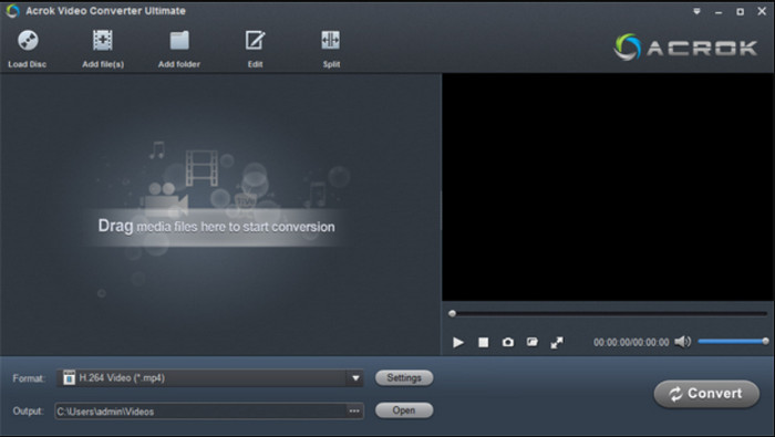 Acrok Video Converter 究極の使いやすいインターフェース