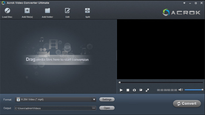 Acrok Video Converter Ultimate – Benutzerfreundliche Oberfläche
