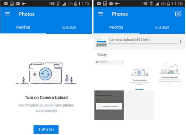 fotos do backup de android para dropbox