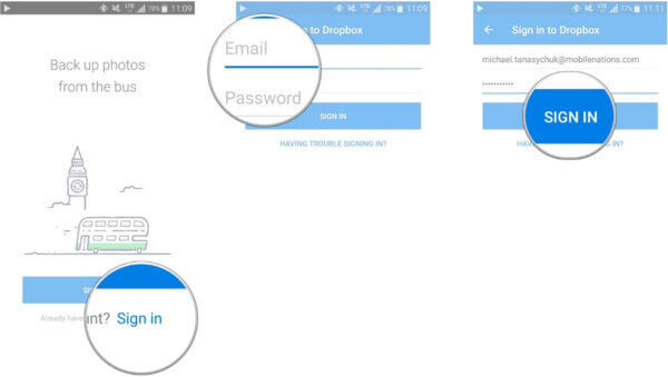 登錄Dropbox