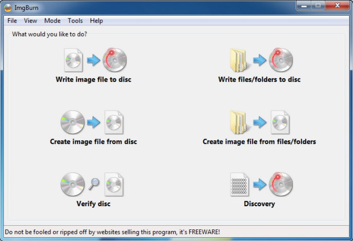 IMGBurn Запись файла изображения на диск