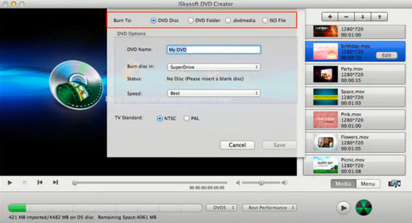 Grabador de DVD iSkysoft DVD Creator