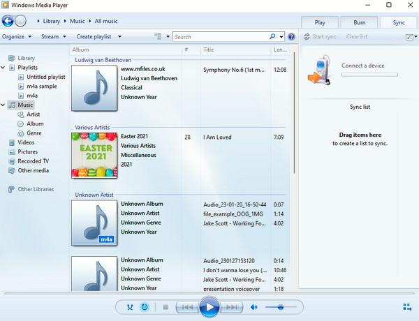 Widows Media Player Odtwarzacz muzyki