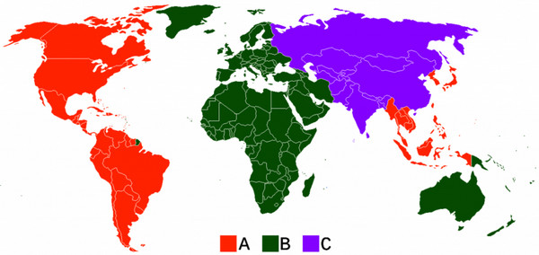 Carte des codes de région Blu-ray