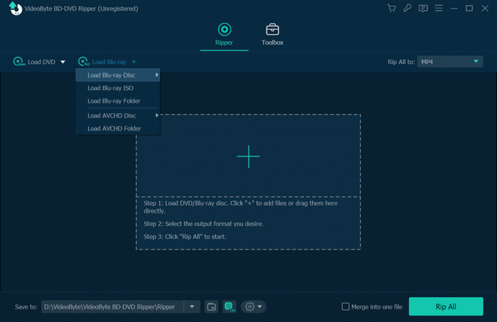 Interface d'extraction de DVD VideoByte BD