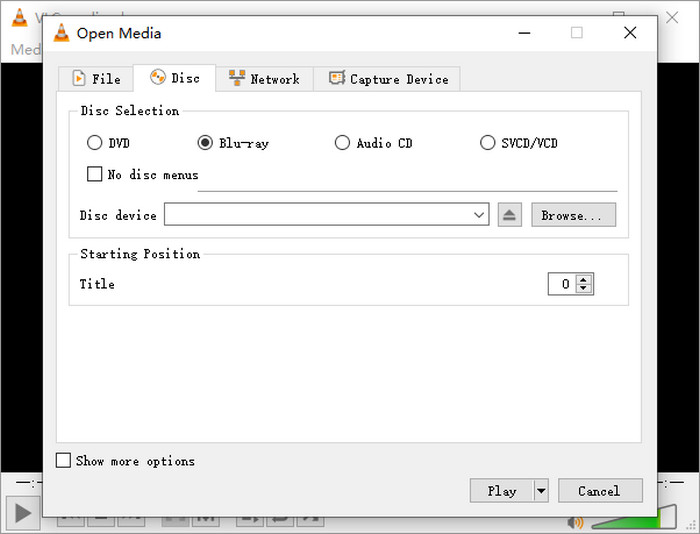 VLC メディア プレーヤー インターフェイス