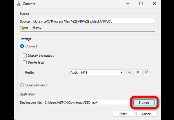 Browse Destination File