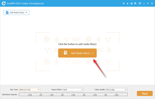 AnyMP4 Premi il pulsante Aggiungi file