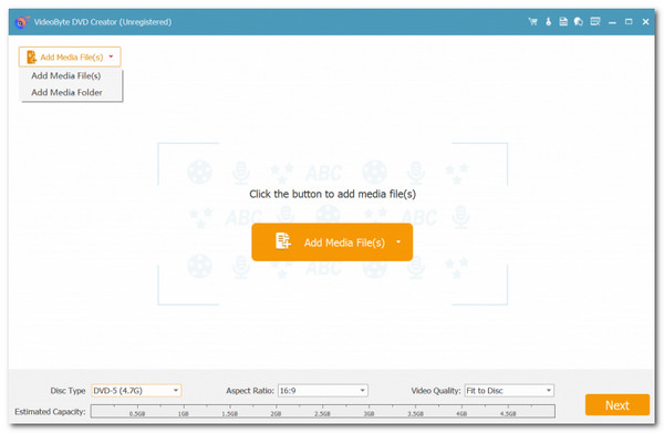 Videobyte DVD Creator Add Media Files