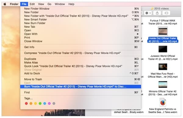 Burn dvd to disc with finder