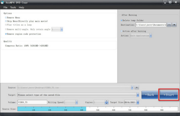 AnyMP4 Start Process Burn ISO to DVD