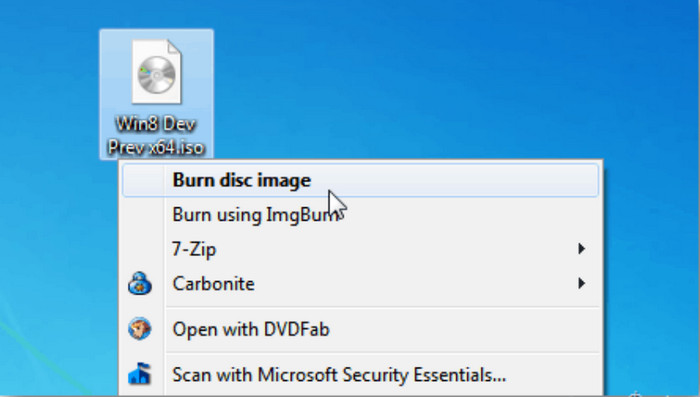 Brænd diskbillede Windows 7